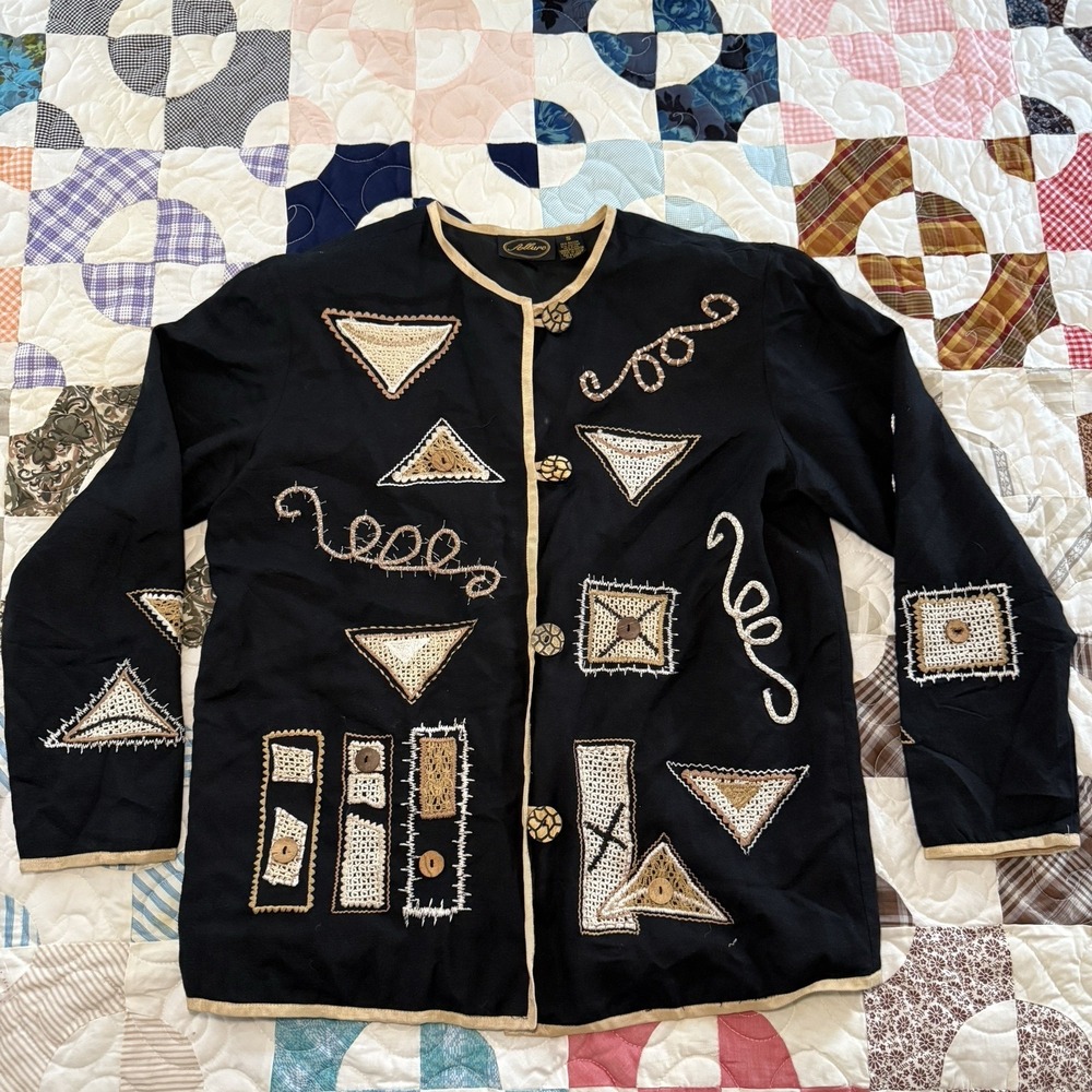 Allure Vintage Long Sleeve Button light Jacket Black Size Small 80s, 90s, Y2K